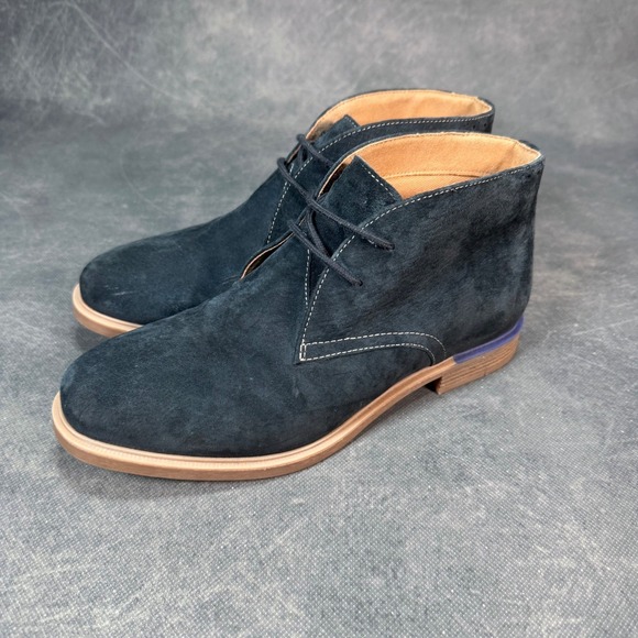 Hush Puppies Bounce Suede Leather Ankle Boots Ladies Size 8.5 M Casual Blue - Picture 1 of 9
